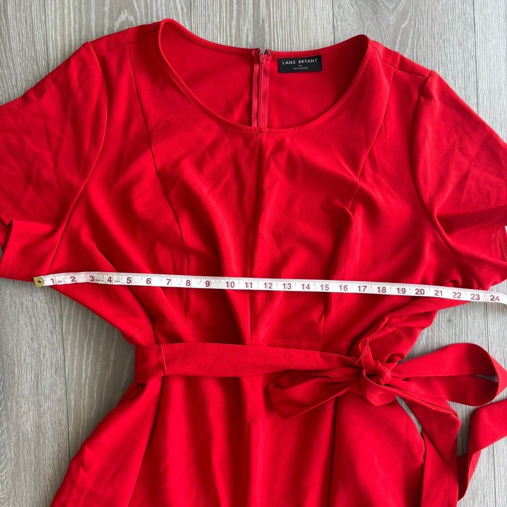 Lane Bryant Red Wide Leg Jumpsuit Short Sleeve Belted Pockets Size 24L - Picture 5 of 12